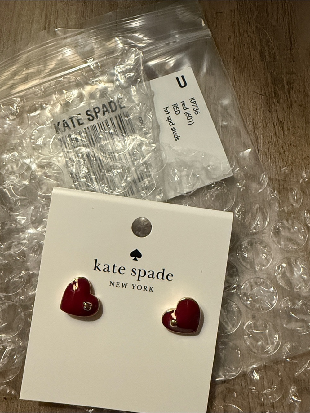 kate spade Red Heart Enamel Stud Earrings